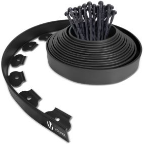 Bordure de jardin plastique flexible 10m avec piquets noir VOUNOT