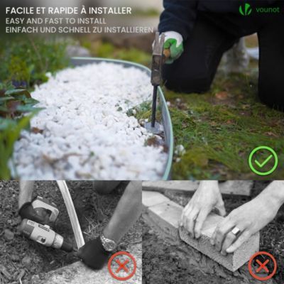 Bordure de jardin plastique flexible 20m avec piquets gris bordé de vert clair VOUNOT