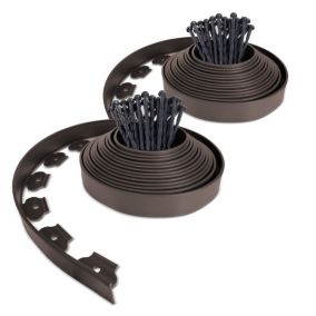 Bordure de jardin plastique flexible 20m avec piquets Marron VOUNOT