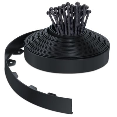 Bordure de jardin PVC flexible 20m avec piquets noir VOUNOT