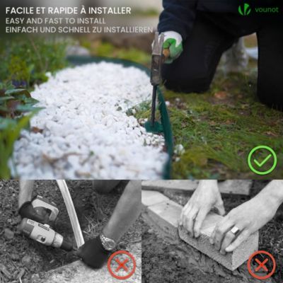 Bordure de jardin PVC flexible 20m avec piquets vert VOUNOT