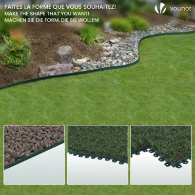 Bordure de jardin PVC flexible 20m avec piquets vert VOUNOT