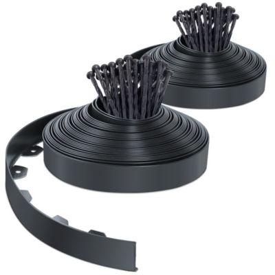 Bordure de jardin PVC flexible 40m avec piquets anthracite VOUNOT