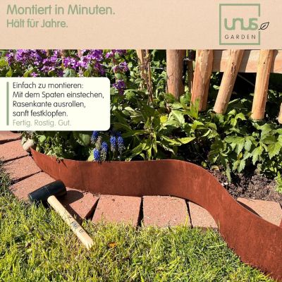 Bordure Métal Aspect Rouille 10m Flexible, Jardin Massifs