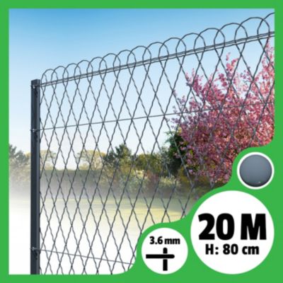 Bordure parisienne ronde longueur 20m - Gris Anthracite, 80cm, 3.6mm