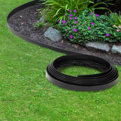 Bordurette de jardin flexible 10 M noire hauteur 5 CM + 30 piquets