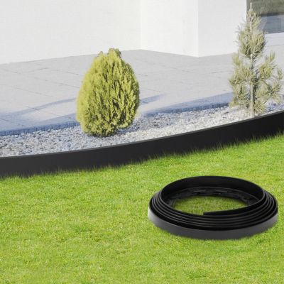 Bordurette de jardin flexible 8 M noire hauteur 12 cm + 24 piquets