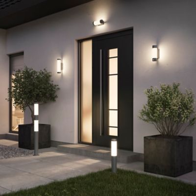 Borne Callisto taille S LED intégrée 1200lm 16W IP44 GoodHome gris anthracite
