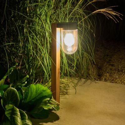 Borne d'extérieur Lovage effet bois marron et noir E27 IP44 10W GoodHome