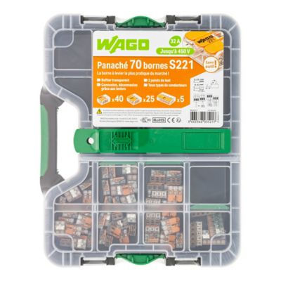 Borne de connexion 2,3,5 entrées Wago S221, lot de 70