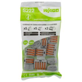 Borne de connexion Wago S222, assortiment 12 pièces