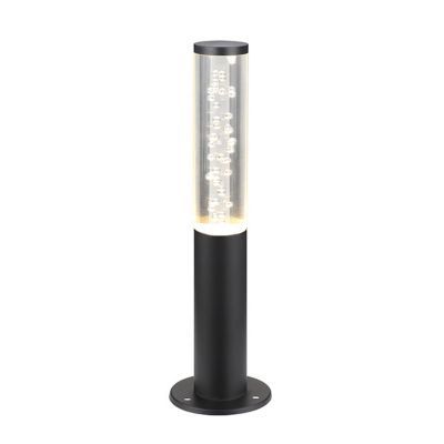 Borne LED Lumihome Eclat fer inox/ plastique noir H.34 cm
