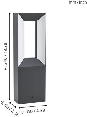 Borne LED Riforano noir IP44 550lm Eglo