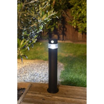 Borne solaire forte clarté en inox avec détecteur de présence- Hauteur 50cm- à planter ou à fixer- 8 LED SMD blanche- 150 Lumens