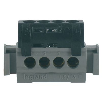 Bornier de phase Legrand 4 points noir