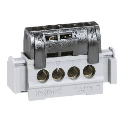 Bornier de répartition isolé IP2X phase - 4 connexions 1,5mm² à 16mm² - 004850