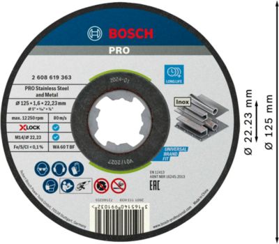BOSCH 10 Disques tronconner X-Lock Metal/inox - BOSCH 10 Disques tronconner X-Lock Metal/inox - Diamètre 125 mm