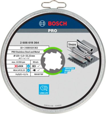 BOSCH 10 Disques tronconner X-Lock Metal/inox - BOSCH 10 Disques tronconner X-Lock Metal/inox - Diamètre 125 mm