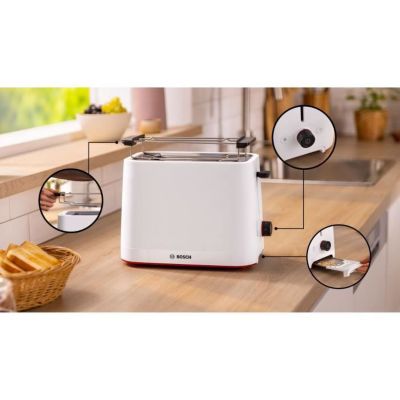 Bosch Grill-pain 2 fentes 950w blanc - TAT3M121