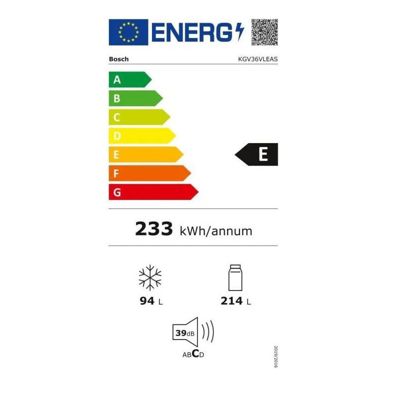 BOSCH Réfrigérateur combiné 308 litres inox KGV36VLEAS