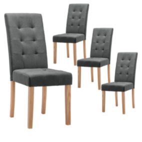 BOSTON - Lot de 4 Chaises Gris Foncé Capitonnées