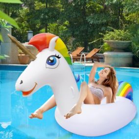 Bouée Licorne Gonflable pour Enfant et Adulte - Matelas Géant pour Piscine, Vacances d Eté et Plage