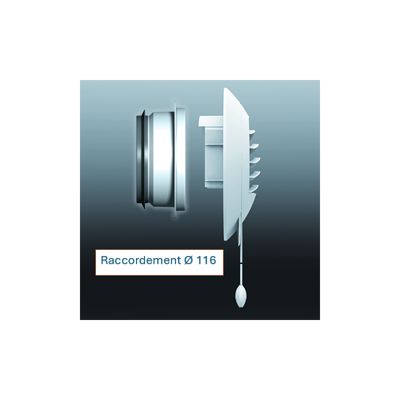 Bouche VMC cuisine appartement T4 ALIZE AUTO 45 120 m3 h avec manchette diam 116 mm
