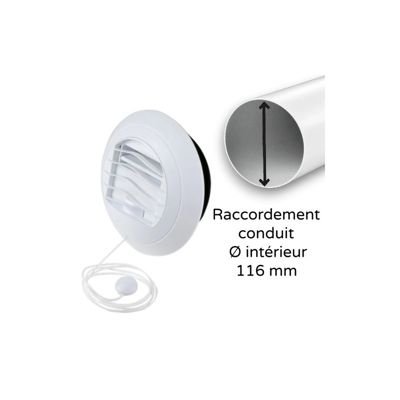 Bouche VMC cuisine appartement T4 ALIZE AUTO 45 120 m3 h avec manchette diam 116 mm