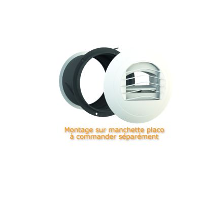 Bouche VMC cuisine autoréglable double débit ALIZE AUTO diamètre 125 mm (sans manchette) - Débit (m3 h) 45 105