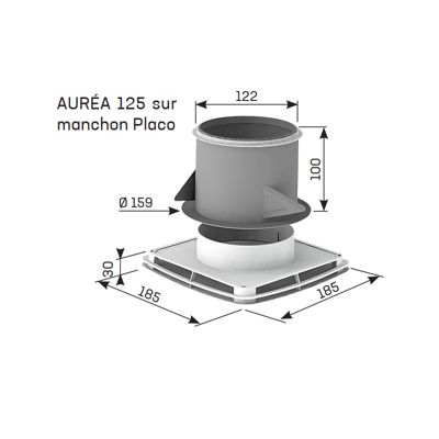 Bouche VMC extraction insufflation design AUREA avec manchette placo - Diamètre (mm) 125