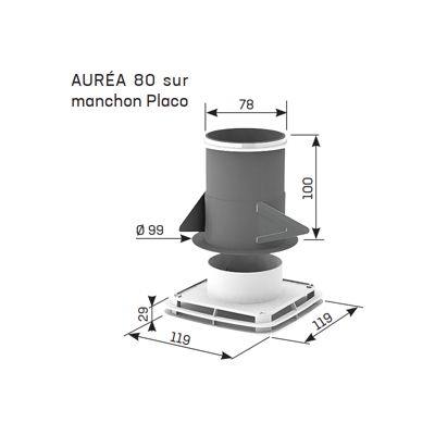 Bouche VMC extraction insufflation design AUREA avec manchette placo - Diamètre (mm) 80