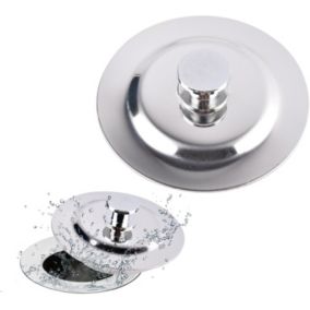 Bouchon de baignoire universel - Bouchon d'évier de cuisine en acier inoxydable - Pour cuisine, salle de bain et buanderie