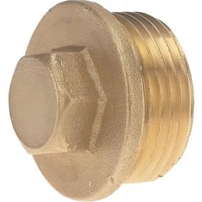 Bouchon à visser standard pour installation de plomberie ou chauffage jardin mâle laiton tete fraisee 1''1/2"