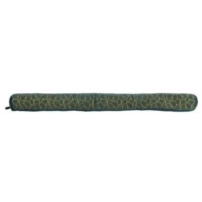 Boudin de porte en velours à motifs feuilles Bleu, L. 78 x l. 7.5 x H. 4.5 cm