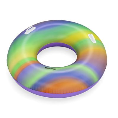 Bouee Gonflable pour Plage ou Piscine Bestway Nautical Rainbow Tube 105x33 cm avec Poignees de Securite Multicolore