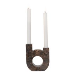 Bougeoir Candle, Marron, Marbre, 3,5x12x14 cm, EPIKASA