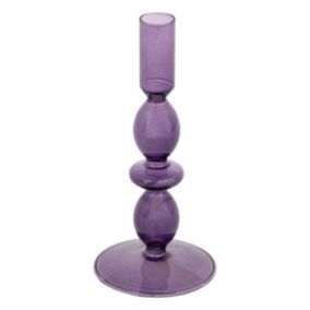 Bougeoir chandelier en verre Deep purple violet H.19cm Atmosphera