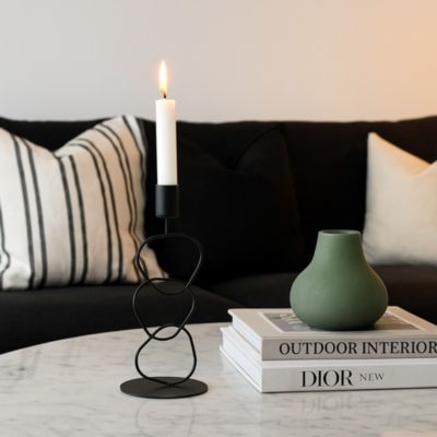 Bougeoir design en métal noir 24cm