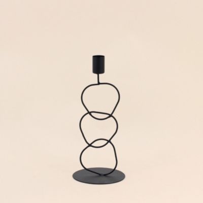 Bougeoir design en métal noir 24cm