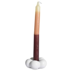Bougeoir en céramique forme de fleur coloris blanc