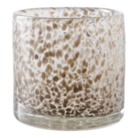 Bougeoir Leo, Beige, Verre, 12x12x11,5 cm, EPIKASA