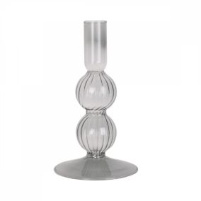 Bougeoir Swirl Bubbles H16cm en Verre - Present Time