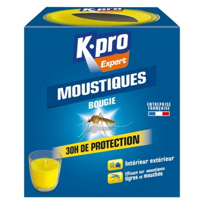Bougie anti-moustique insecticide intérieur extérieur parfum citronnelle Kapo Expert 30h de protection