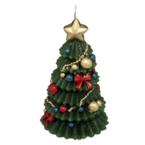 Bougie Déco Sapin "Soir de Noël" 15cm Vert