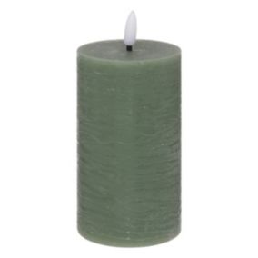 Bougie ronde à led "Molia" H15cm vert foncé - Atmosphera