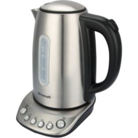 Bouilloire Electrique  - BRANDT - BO1202B - 1,7 L - 5 températures + maintien au chaud - Inox et noir