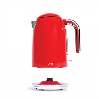 Bouilloire rétro 1,7 L - LIVOO DOD180R - ROOUGE - Puissance de 2200 W - Filtre anticalcaire amovible - Socle pivotant 360
