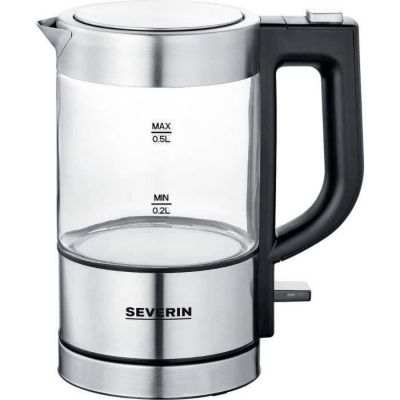 Bouilloire sans fil 0.5l 1100w inox brossé/noir Severin 3472