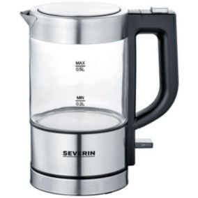 Bouilloire sans fil 0.5l 1100w inox brossé/noir Severin 3472