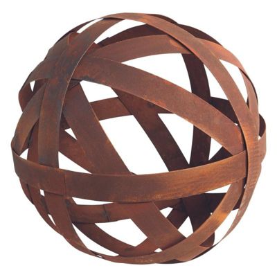 Boule déco jardin métal ajourée - Rouille 30 cm